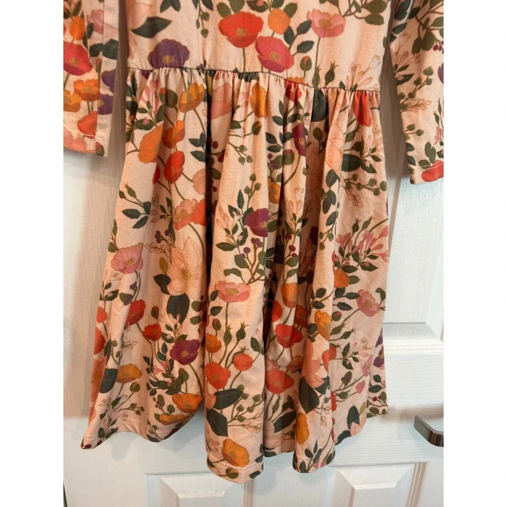 Alice + Ames Ballet Dress Peach Floral Long Sleeve Scoop Neck Twirl Skirt Size 6